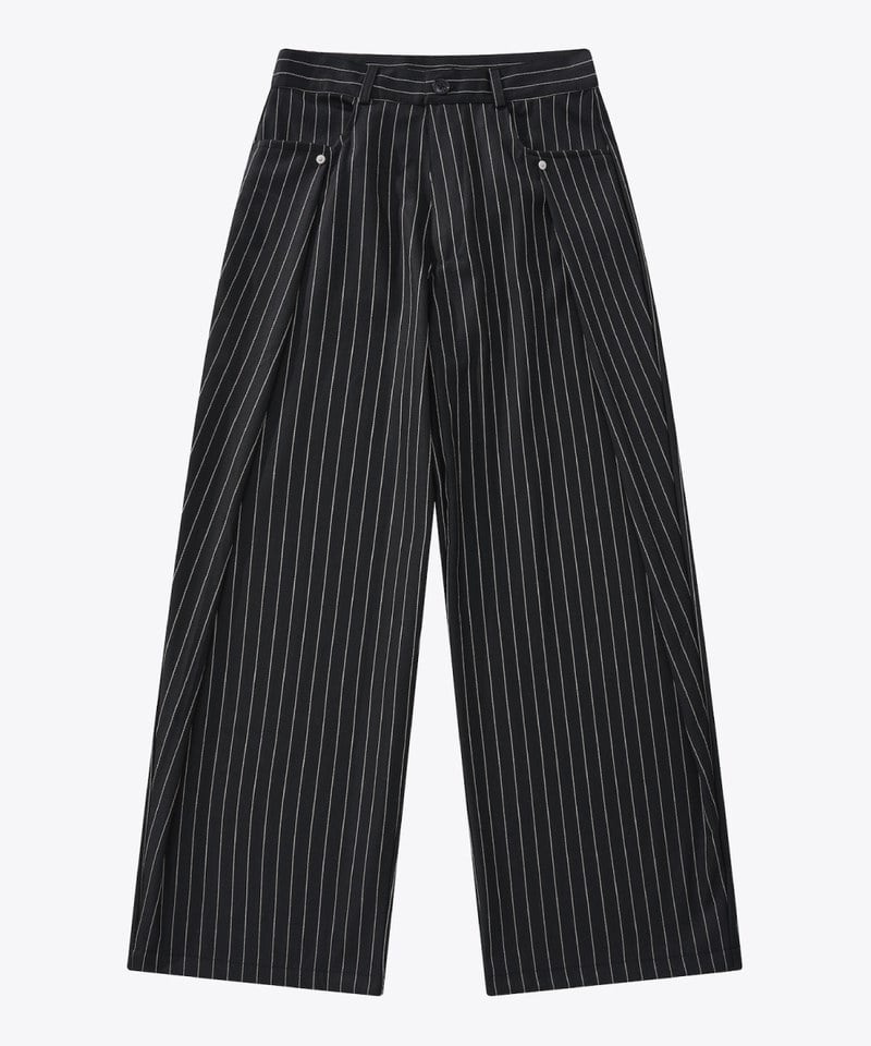 條紋西裝褲 Pleated Wide Leg Stripe Trousers