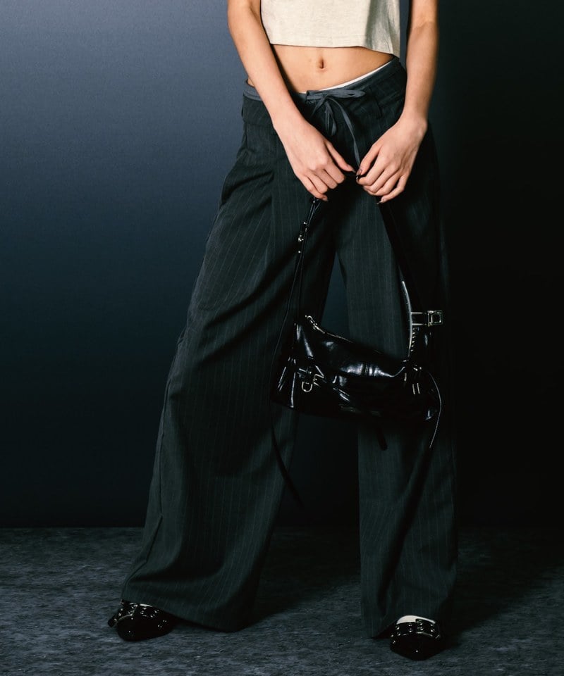 條紋直筒長褲 Double Layer Straight Trousers