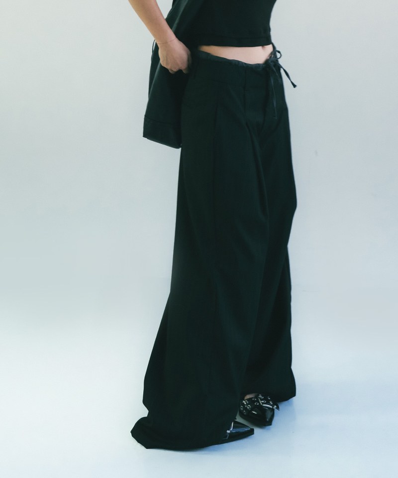 條紋直筒長褲 Double Layer Straight Trousers