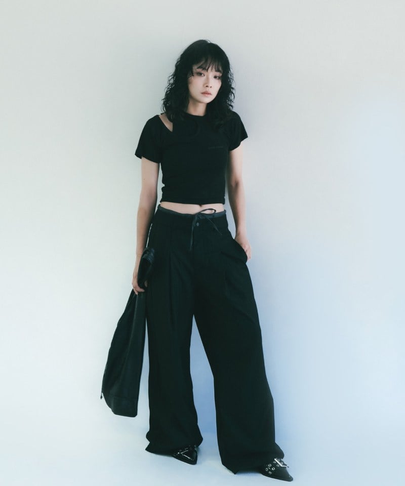 條紋直筒長褲 Double Layer Straight Trousers