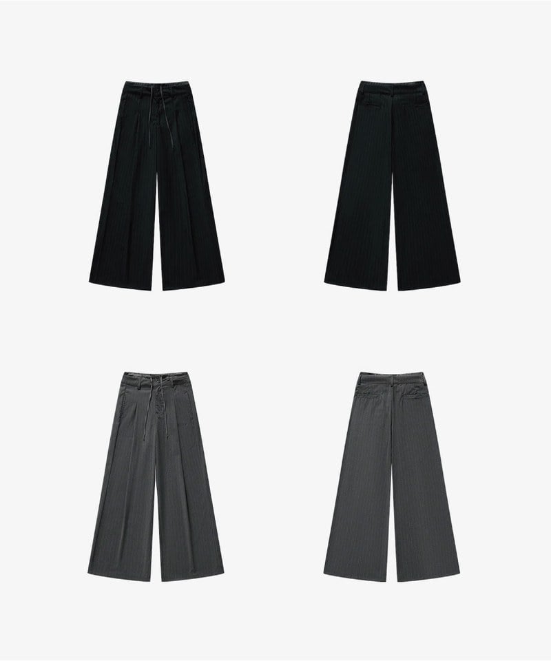 條紋直筒長褲 Double Layer Straight Trousers