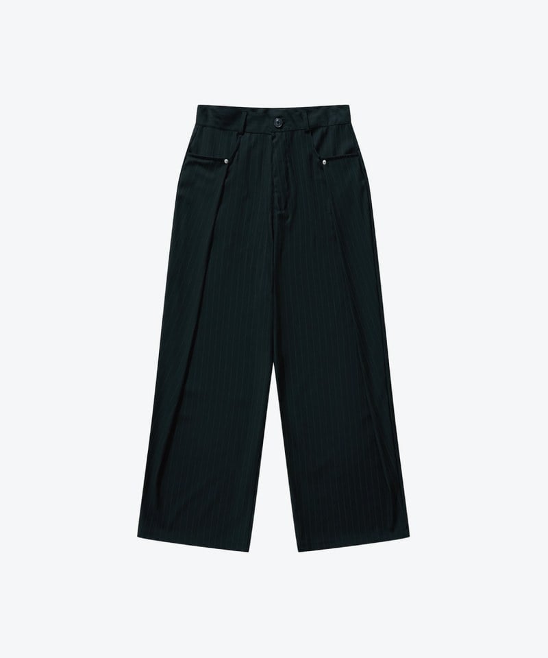 SNS1621-252 寬鬆條紋西褲 Pleated Dark Stripe Wide Trousers