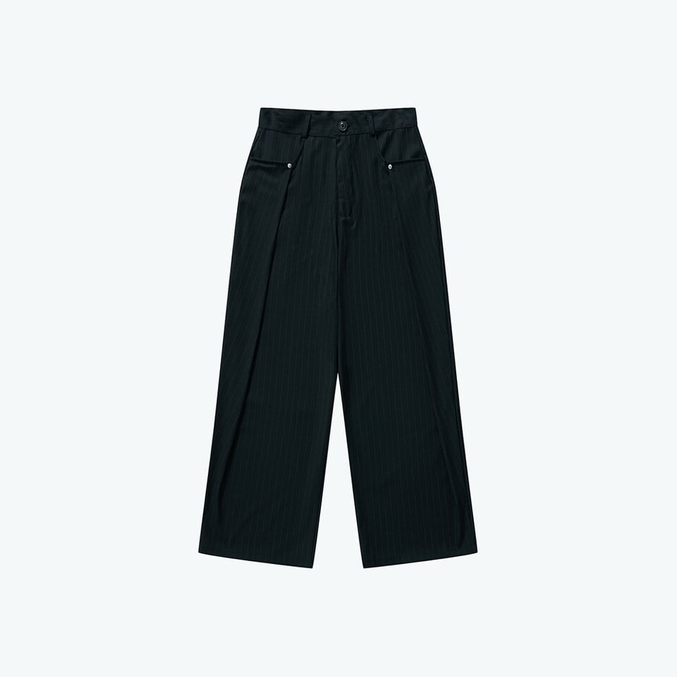SNS1622-252 寬版長褲 Pleated Dark Stripe Wide Trousers