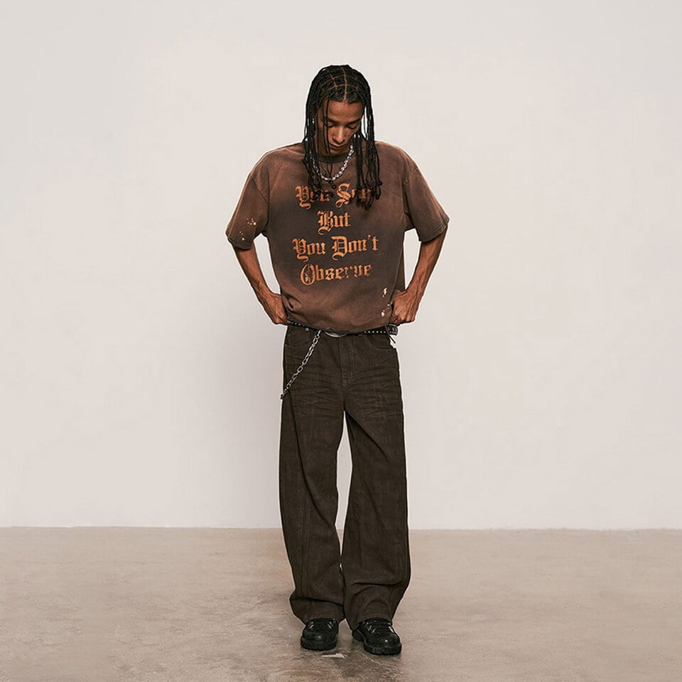 SNS1624-252 水洗弧形褲 Dark Wash Curved Pants