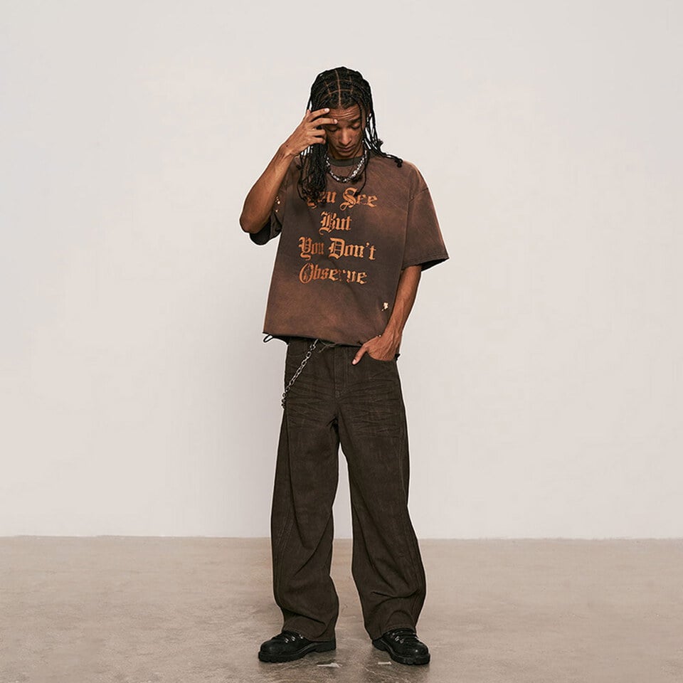 SNS1624-252 水洗弧形褲 Dark Wash Curved Pants