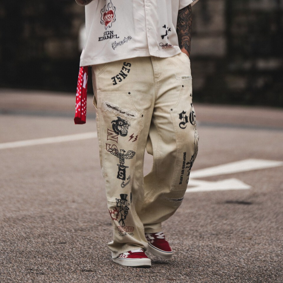 sense x Katol 聯名塗鴉長褲 Graffiti Mud-Painter Pants