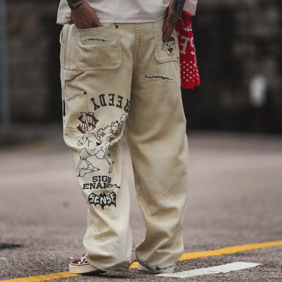 sense x Katol 聯名塗鴉長褲 Graffiti Mud-Painter Pants