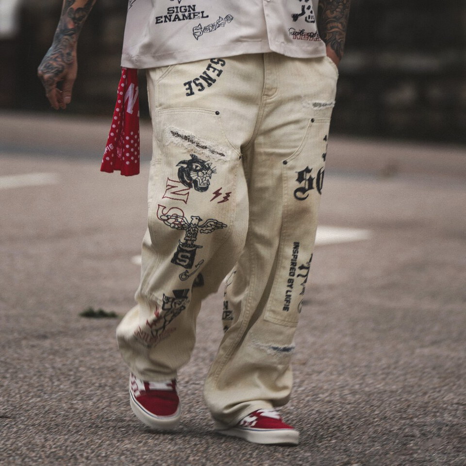 sense x Katol 聯名塗鴉長褲 Graffiti Mud-Painter Pants
