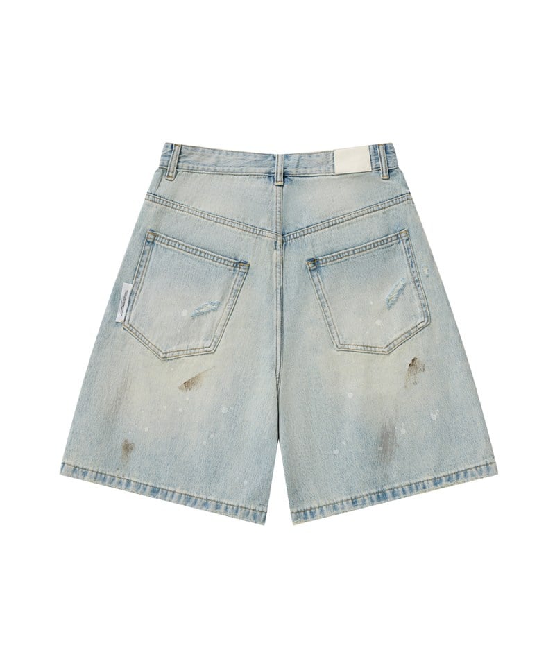 五分丹寧短褲 Destory Wash Denim Shorts