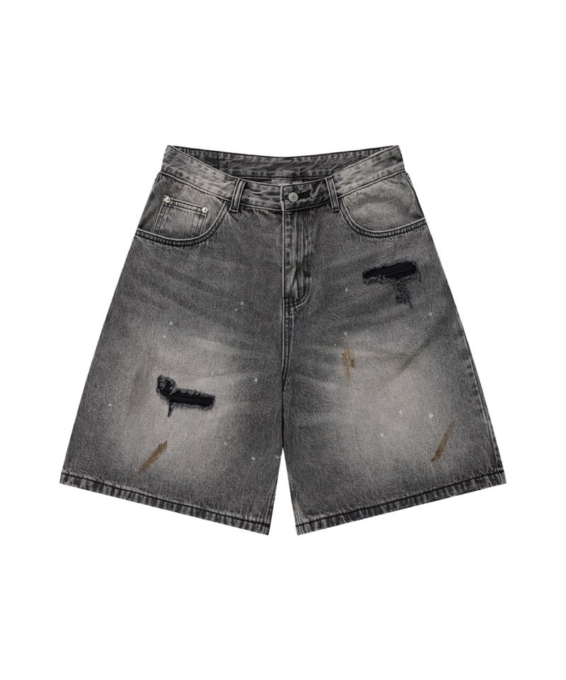 五分丹寧短褲 Destory Wash Denim Shorts