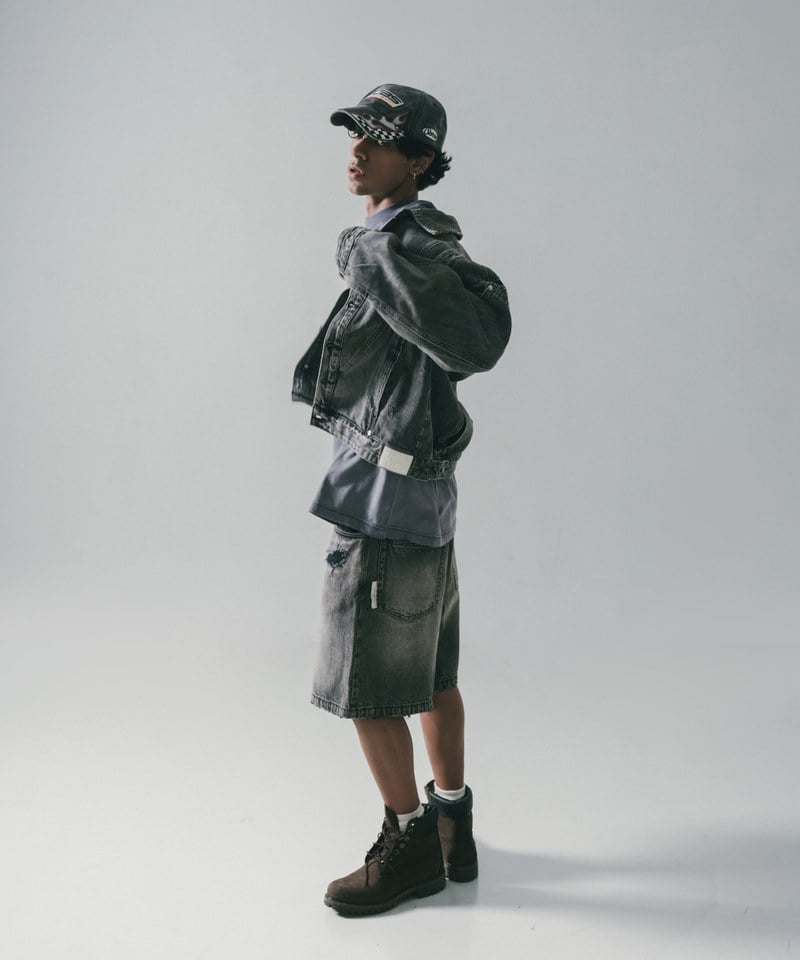 五分丹寧短褲 Destory Wash Denim Shorts