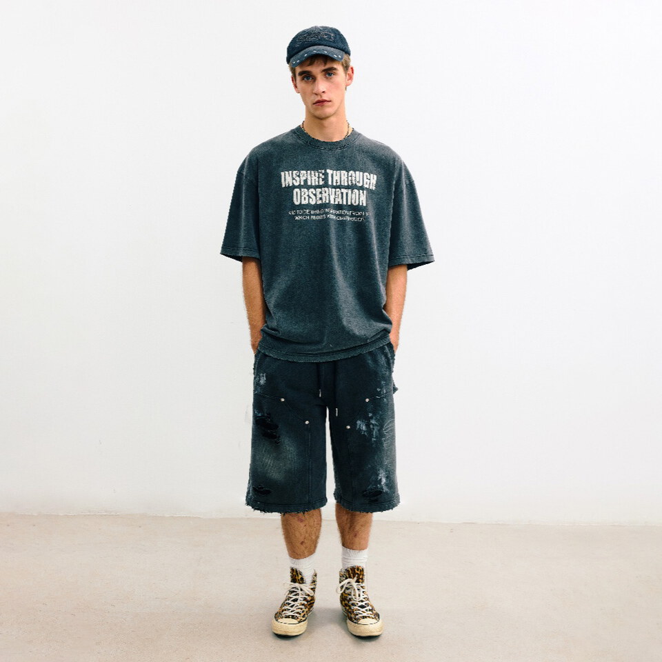 滴墨做舊棉質短褲 Drip Distressed Cotto Shorts