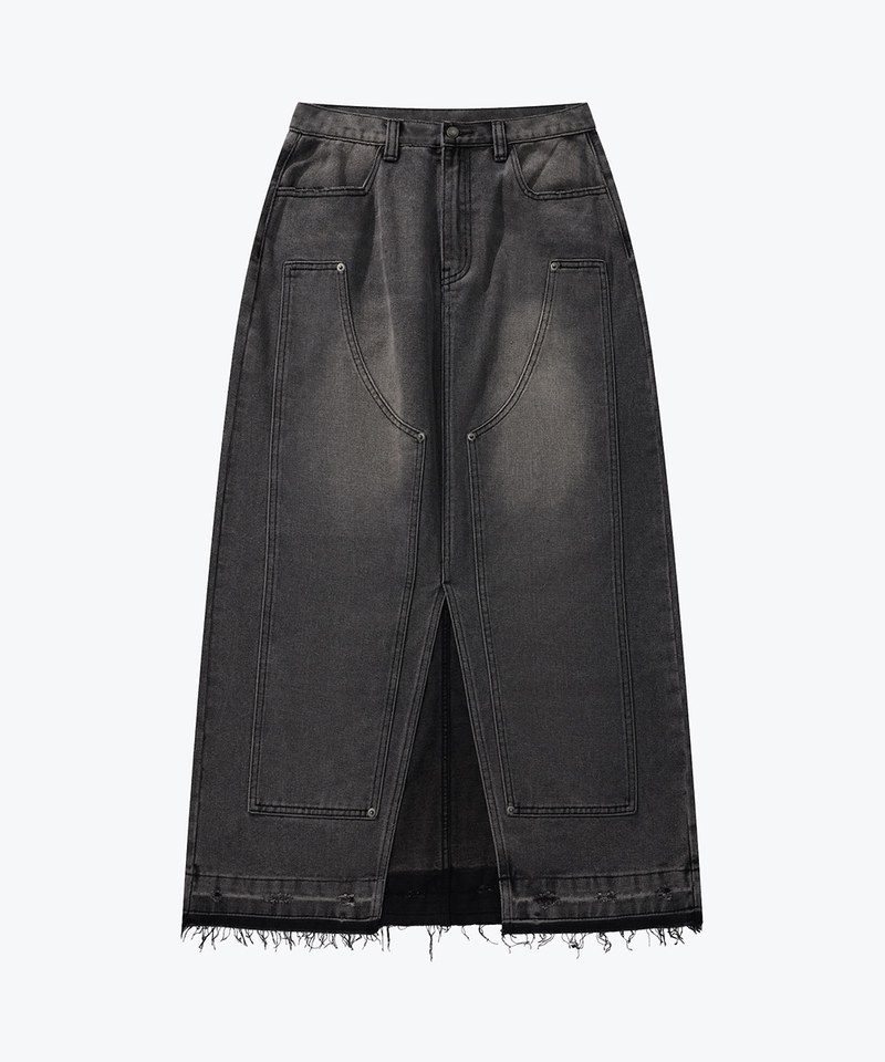 SNS4008W-242 前開衩牛仔長裙 Double Knee Denim Full Skirts