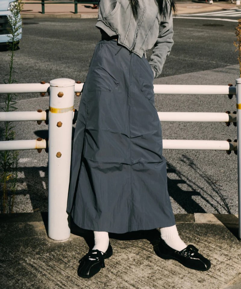 褶皺直筒裙 Parachute Ruched Straight Skirt