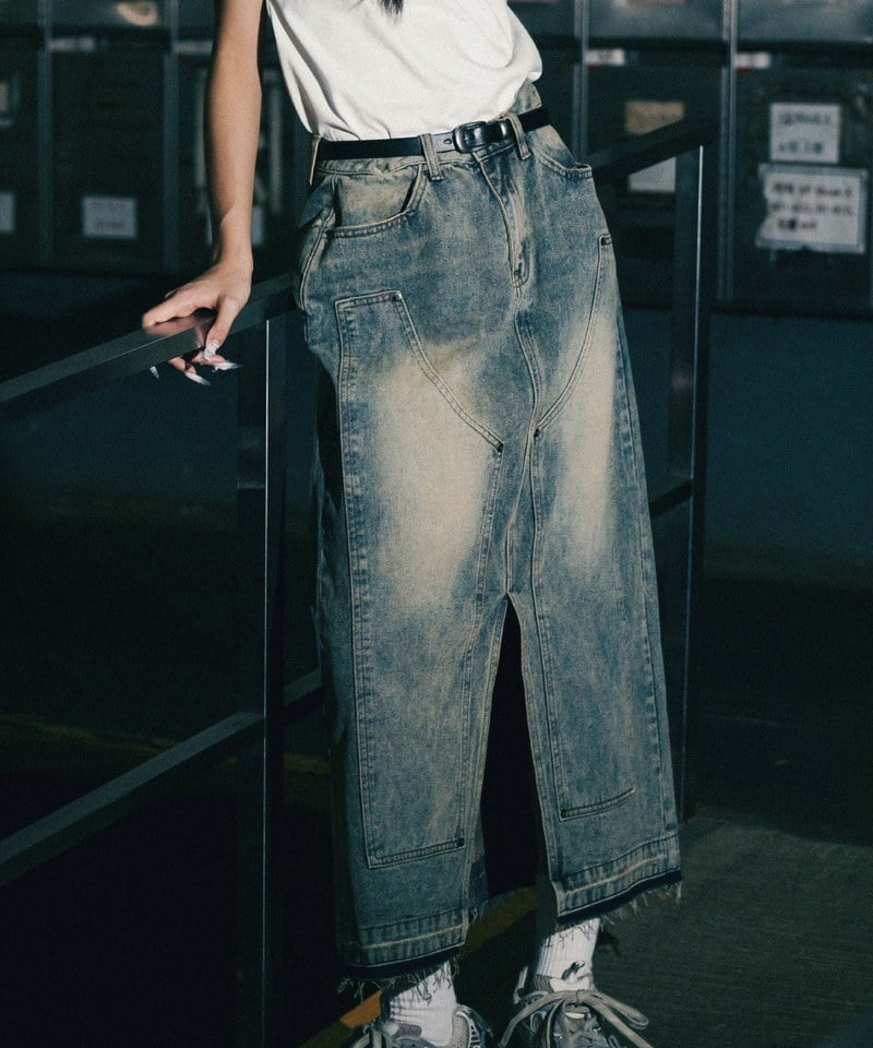 SNS4012-251 牛仔長裙 Double Knee Denim Full Skirts
