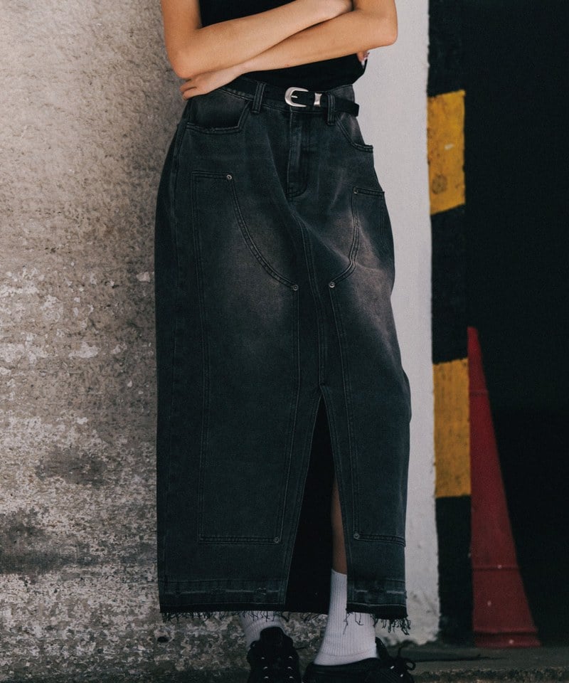 SNS4012-251 牛仔長裙 Double Knee Denim Full Skirts