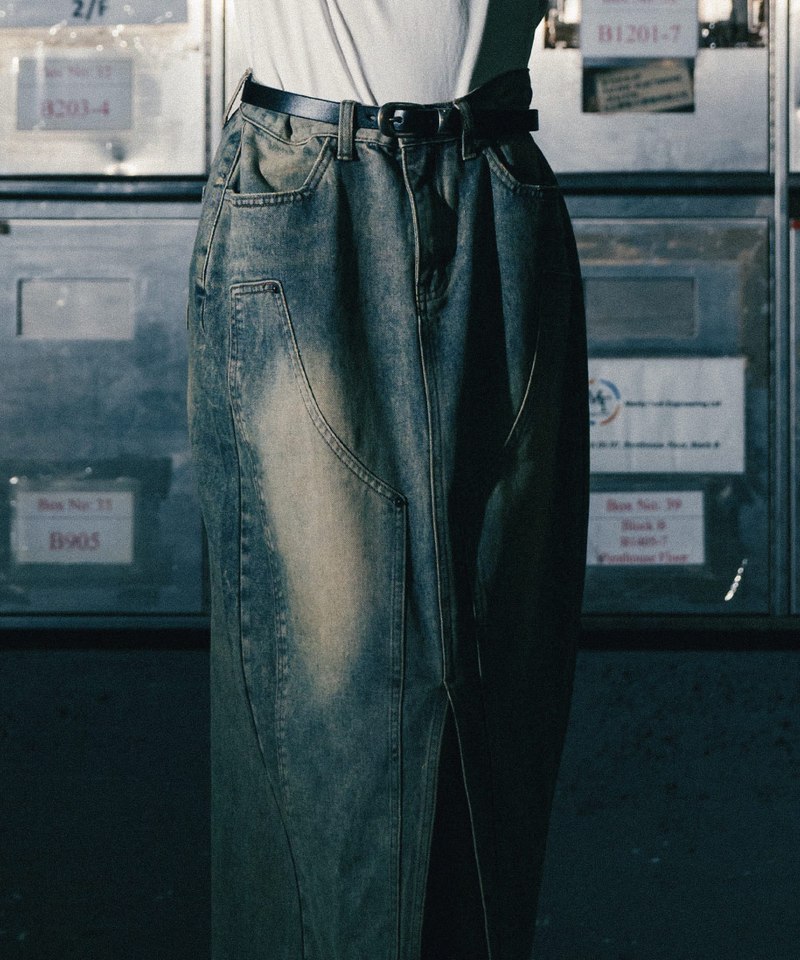 SNS4012-251 牛仔長裙 Double Knee Denim Full Skirts