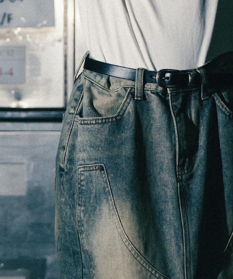 SNS4012-251 牛仔長裙 Double Knee Denim Full Skirts