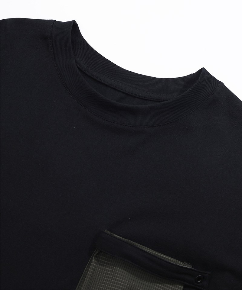 口袋網格布上衣 Checkered Strap Pocket T-Shirt