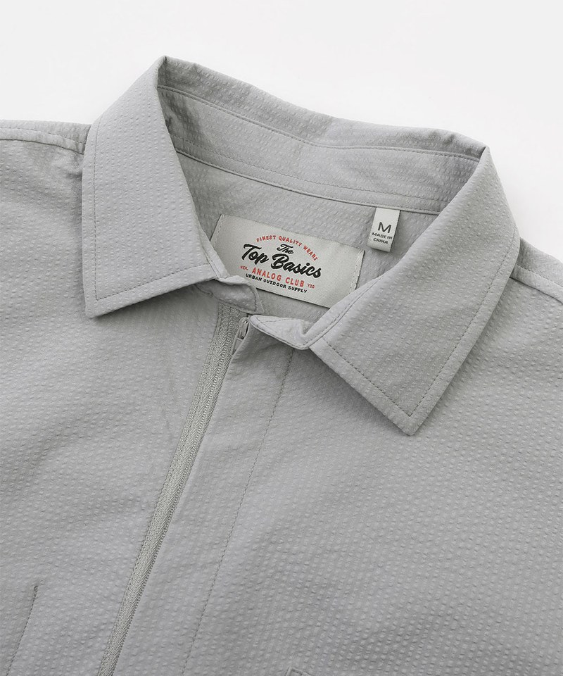 泡泡紗拉鍊襯衫 Zip-Up Seersucker Pocket Shirt