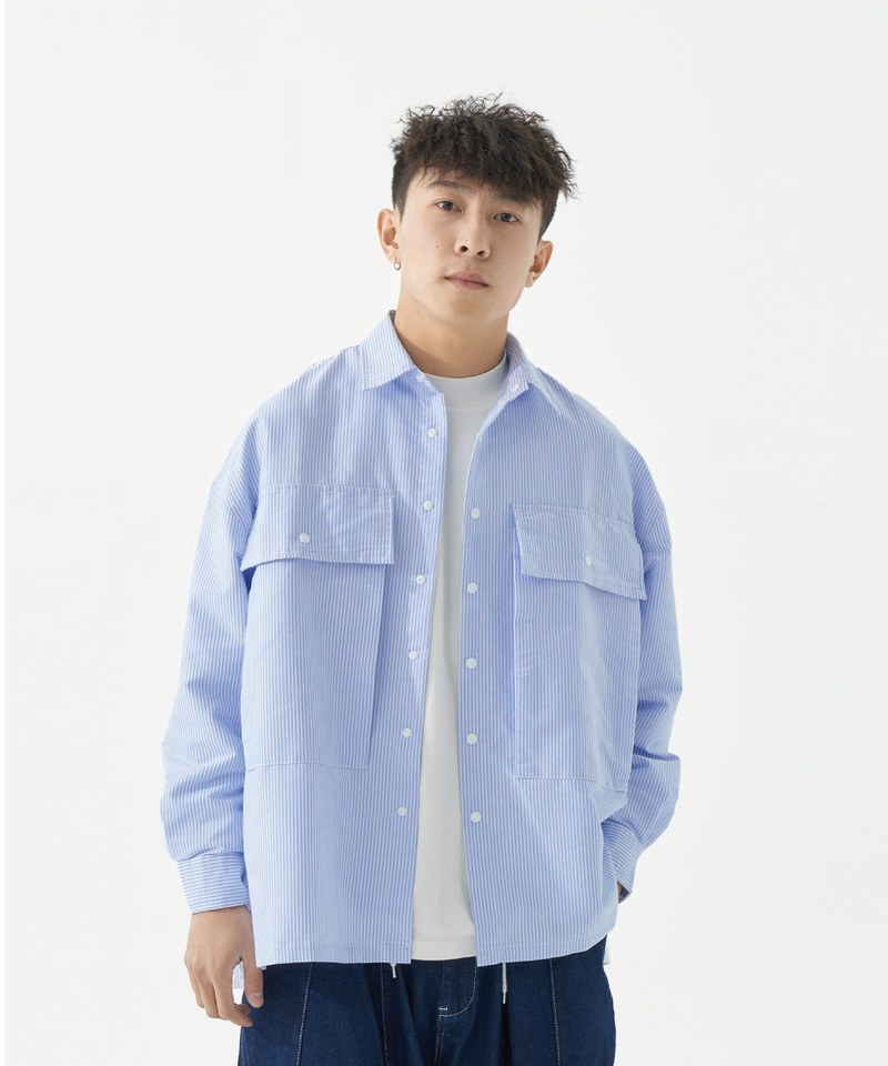 三口袋條紋襯衫 Three Pockets Striped Shirt