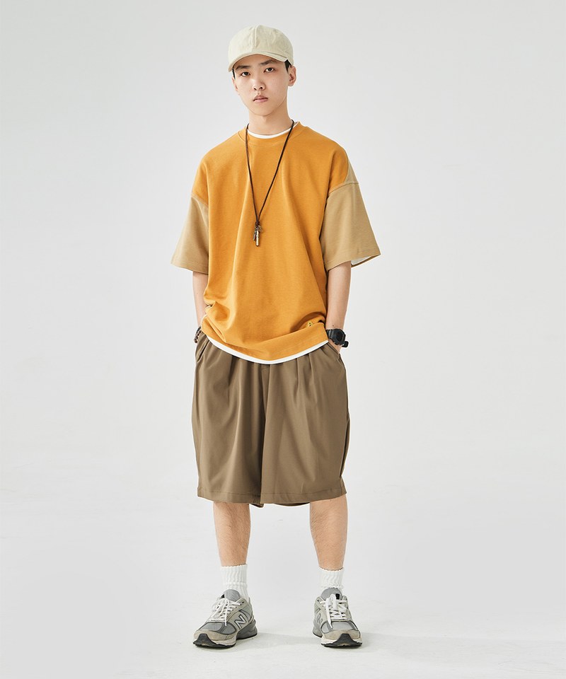 側邊打褶短褲 Slant Pleats Casual Shorts