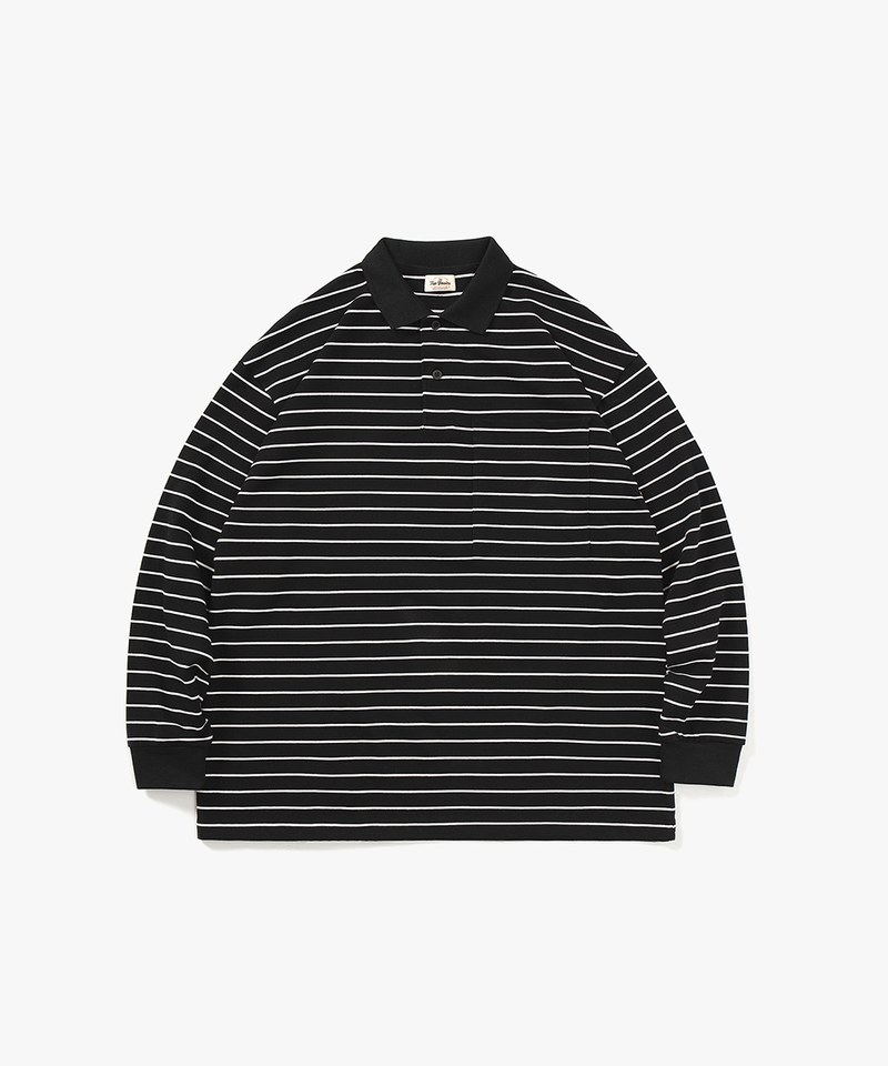 條紋長袖POLO衫 TopBasics Pinstriped Longsleeve Polo Shirt