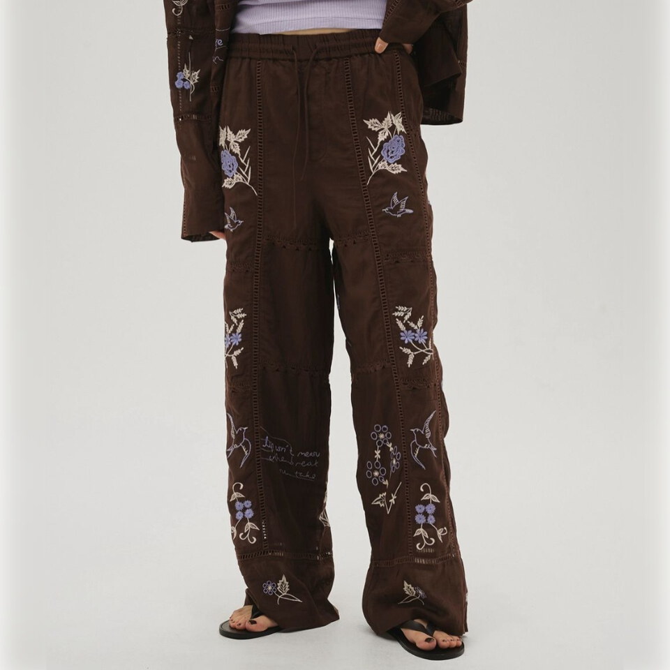 Embroidery Patchwork Trousers