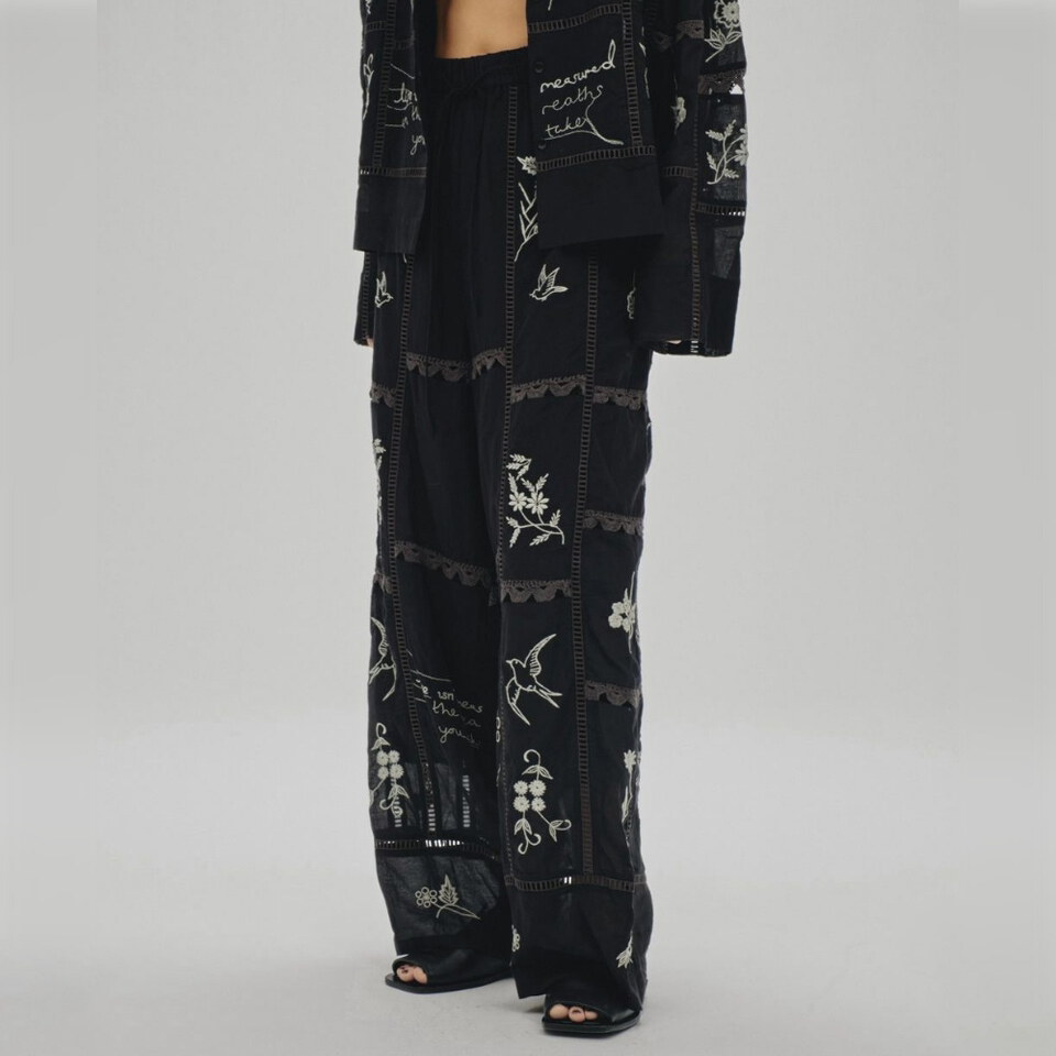 TDF1601-261 Embroidery Patchwork Trousers