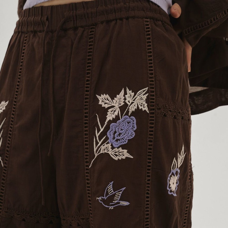 TDF1601-261 Embroidery Patchwork Trousers