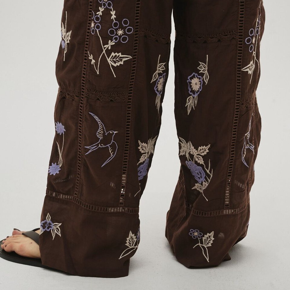 TDF1601-261 Embroidery Patchwork Trousers