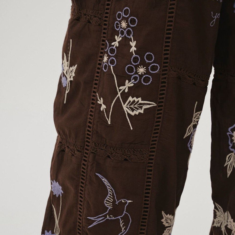 TDF1601-261 Embroidery Patchwork Trousers
