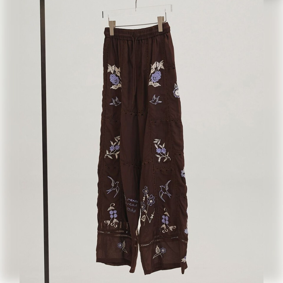 TDF1601-261 Embroidery Patchwork Trousers
