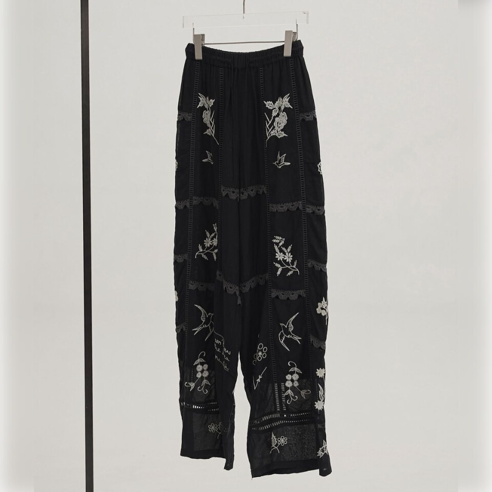 TDF1601-261 Embroidery Patchwork Trousers