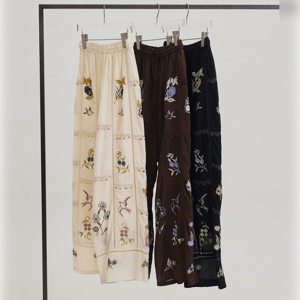 TDF1601-261 Embroidery Patchwork Trousers