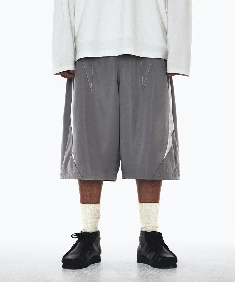 WOS1702-251 拼接七分短褲 3:20 TEENAGER TOOTH-SPLICING BAGGY SHORTS