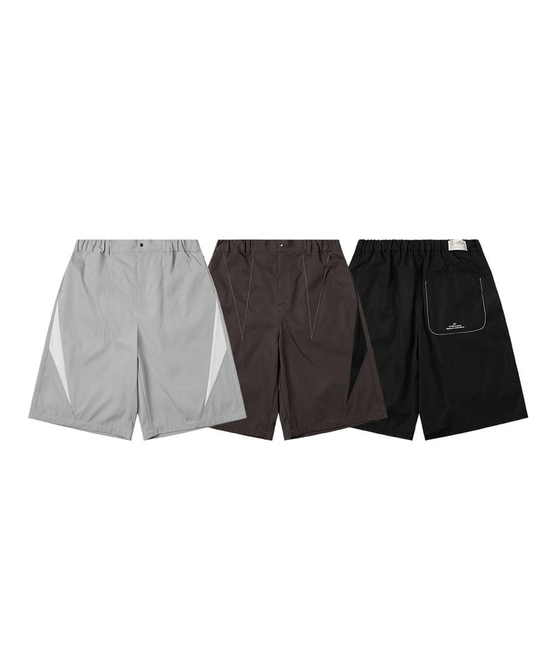 WOS1702-251 拼接七分短褲 3:20 TEENAGER TOOTH-SPLICING BAGGY SHORTS