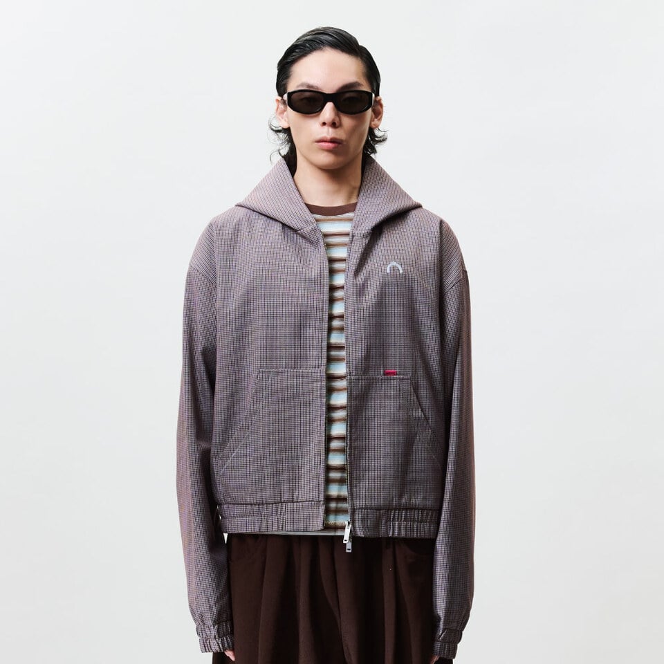 WTNC9910-261 千鳥格拉鍊衛衣外套