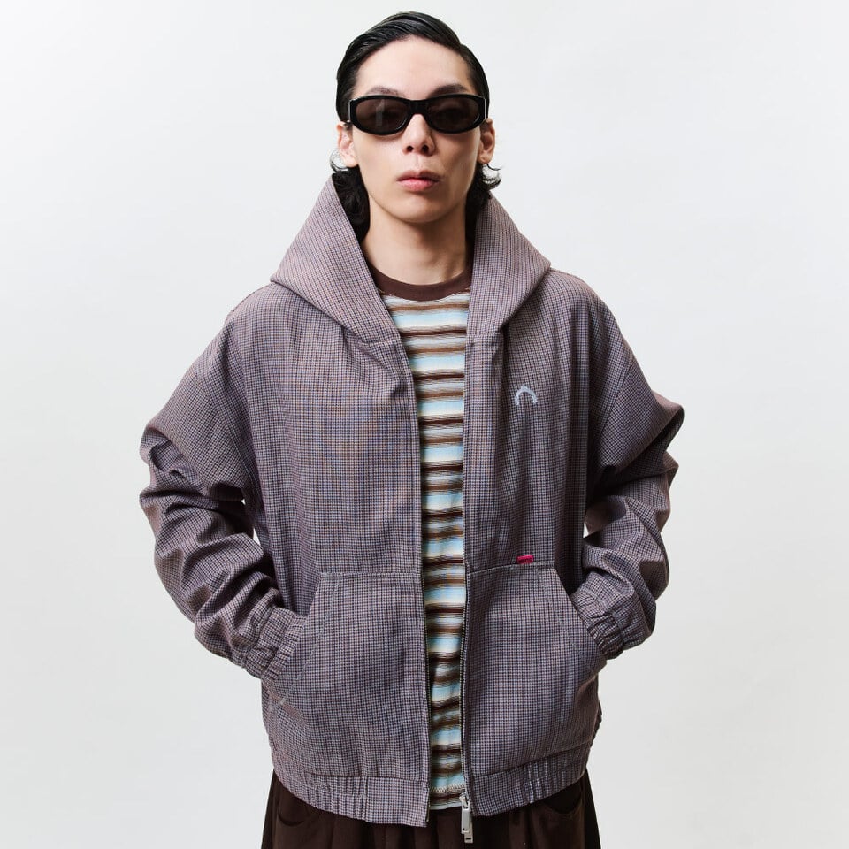 千鳥格拉鍊衛衣外套
