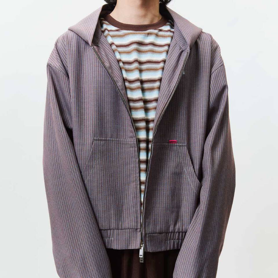 千鳥格拉鍊衛衣外套