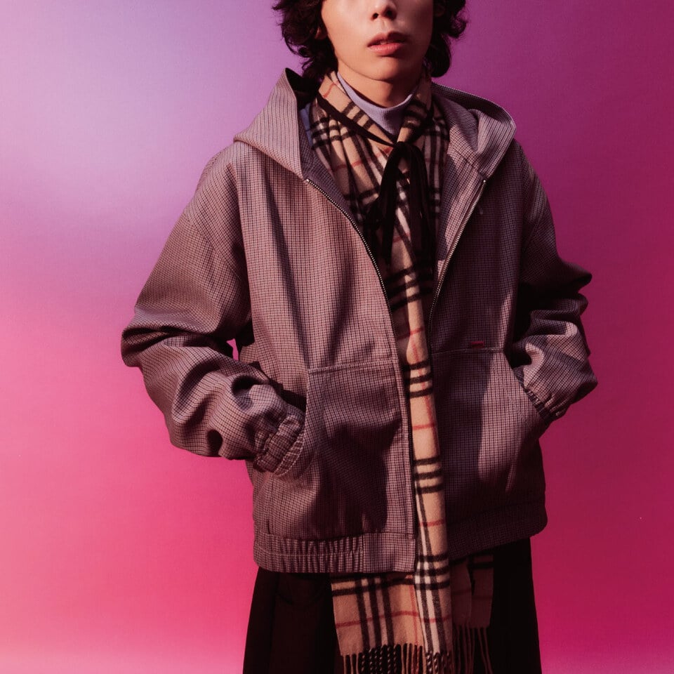 千鳥格拉鍊衛衣外套