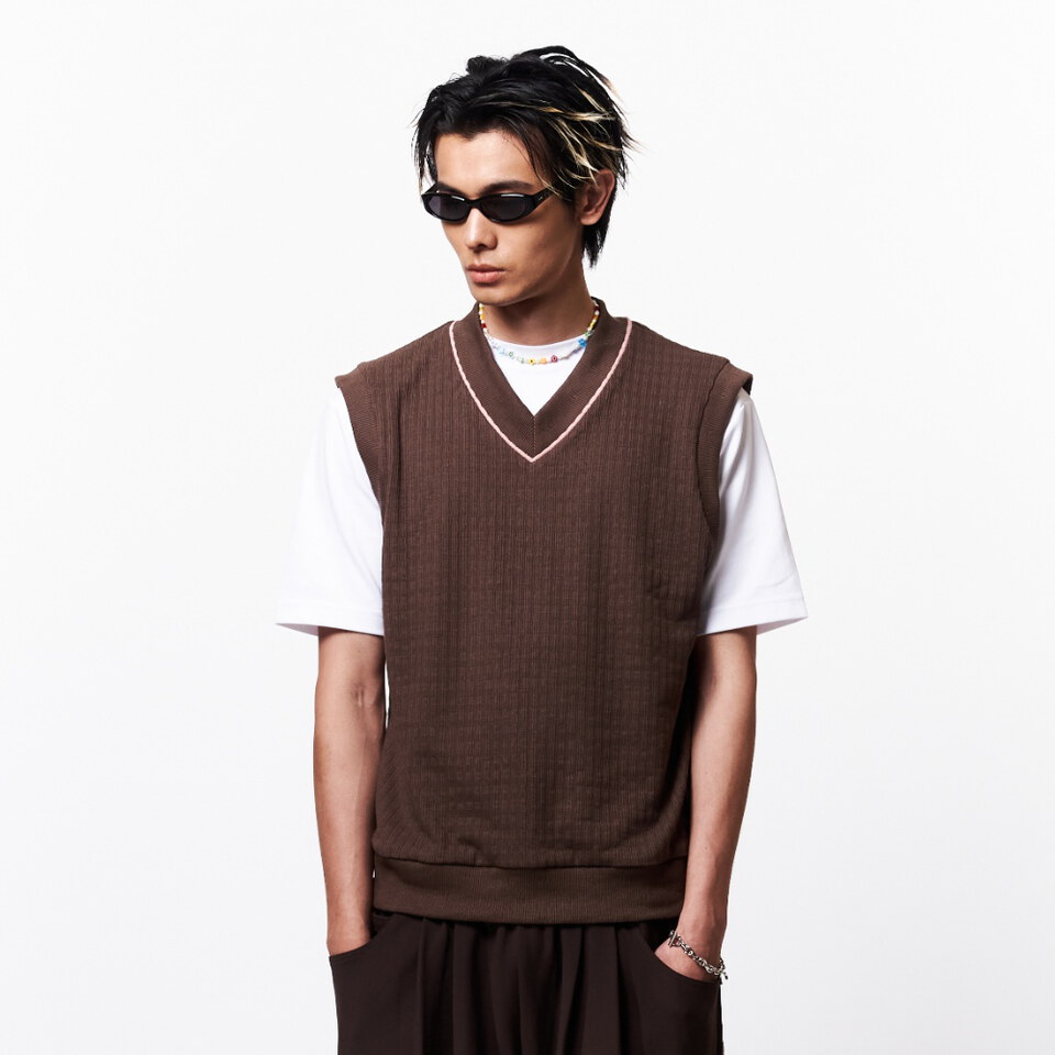 WTNC9947-262 滾邊背心 V NECK VEST