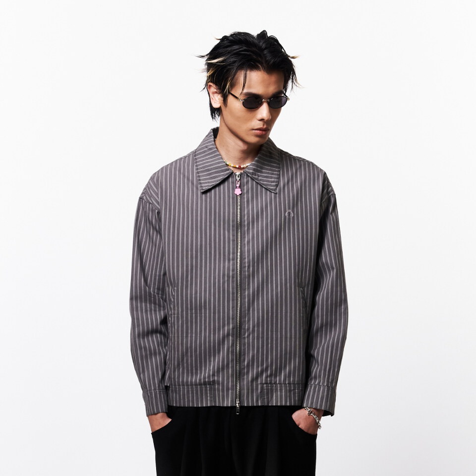 WTNC9949-262 條紋拉鍊外套 STRIPED ZIP JACKET