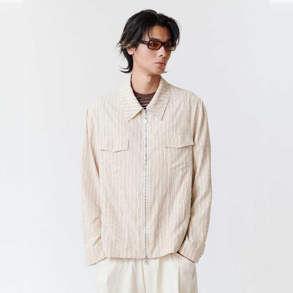 WTNC9954-262 條紋拉鍊外套 ZIP SHIRT JACKET