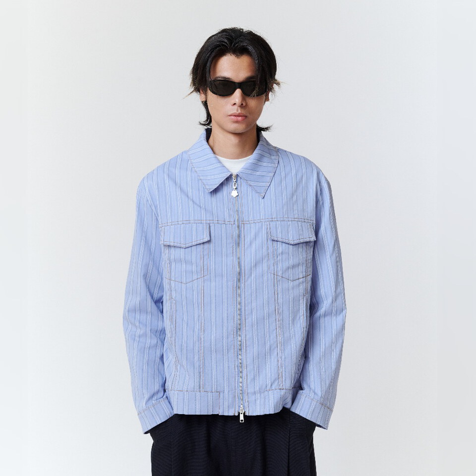 條紋拉鍊外套 ZIP SHIRT JACKET