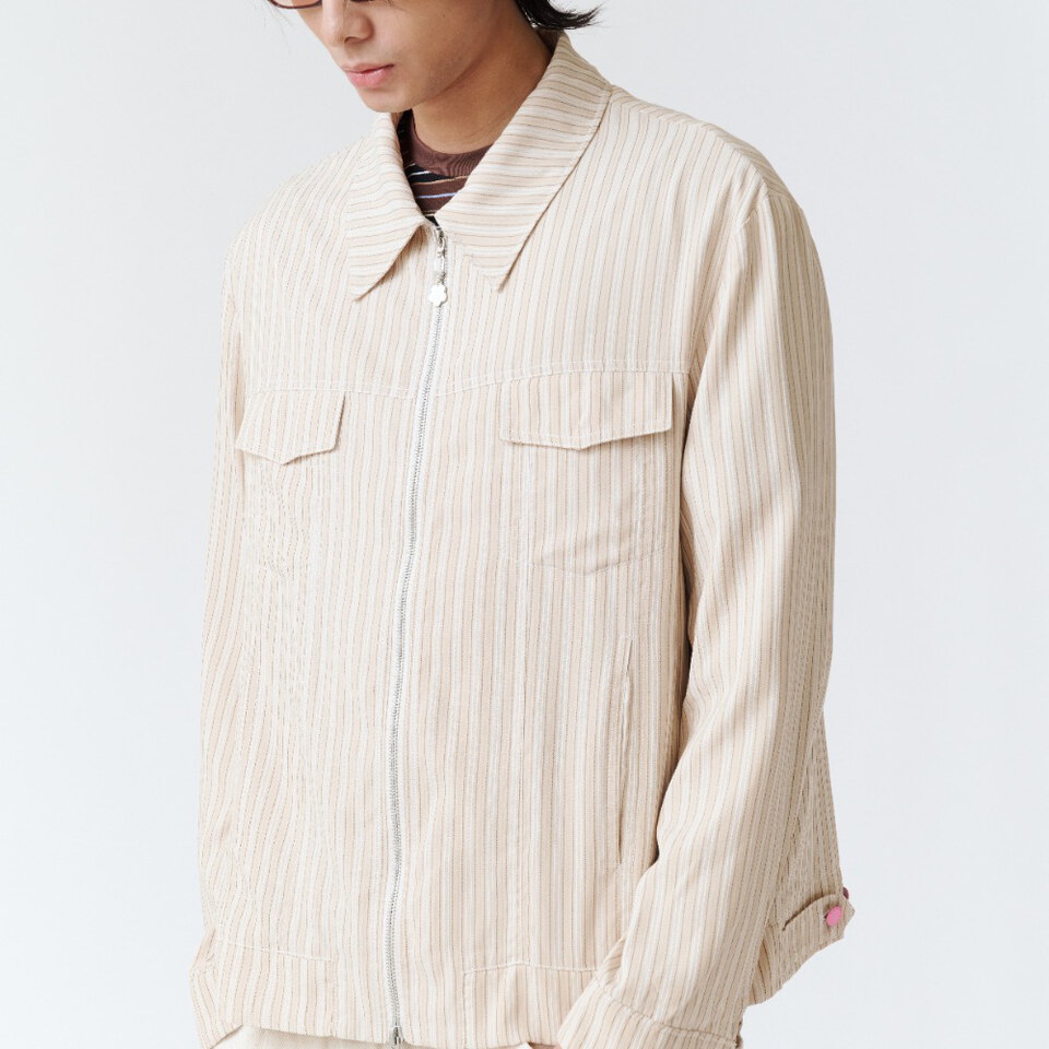 WTNC9954-262 條紋拉鍊外套 ZIP SHIRT JACKET