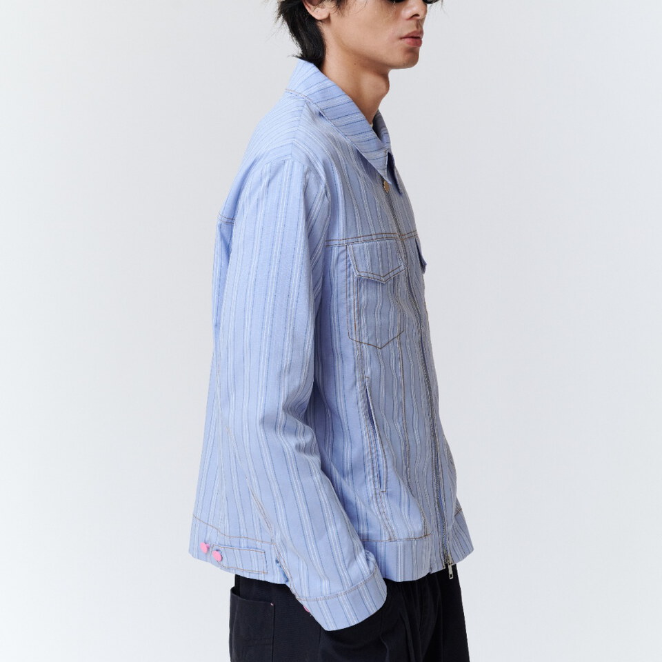 WTNC9954-262 條紋拉鍊外套 ZIP SHIRT JACKET