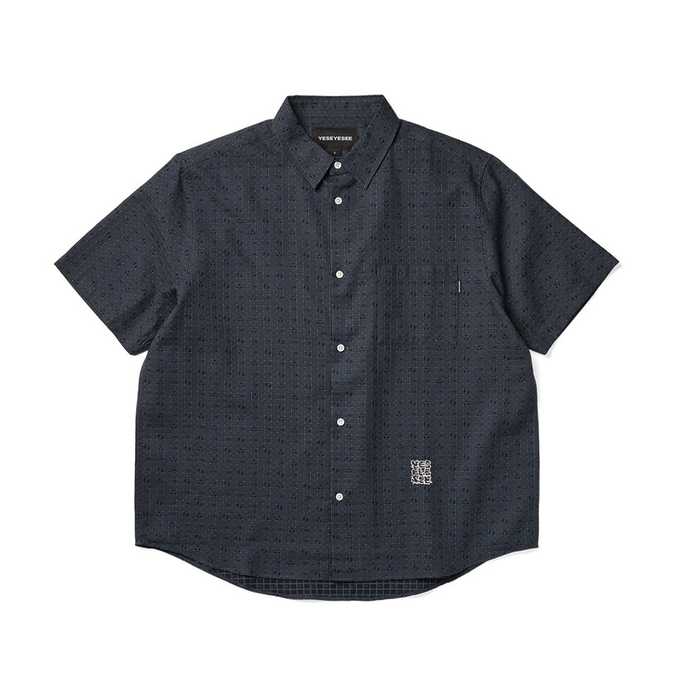 YES0203-261 格紋襯衫 Y E S Font Plaid Half Shirt