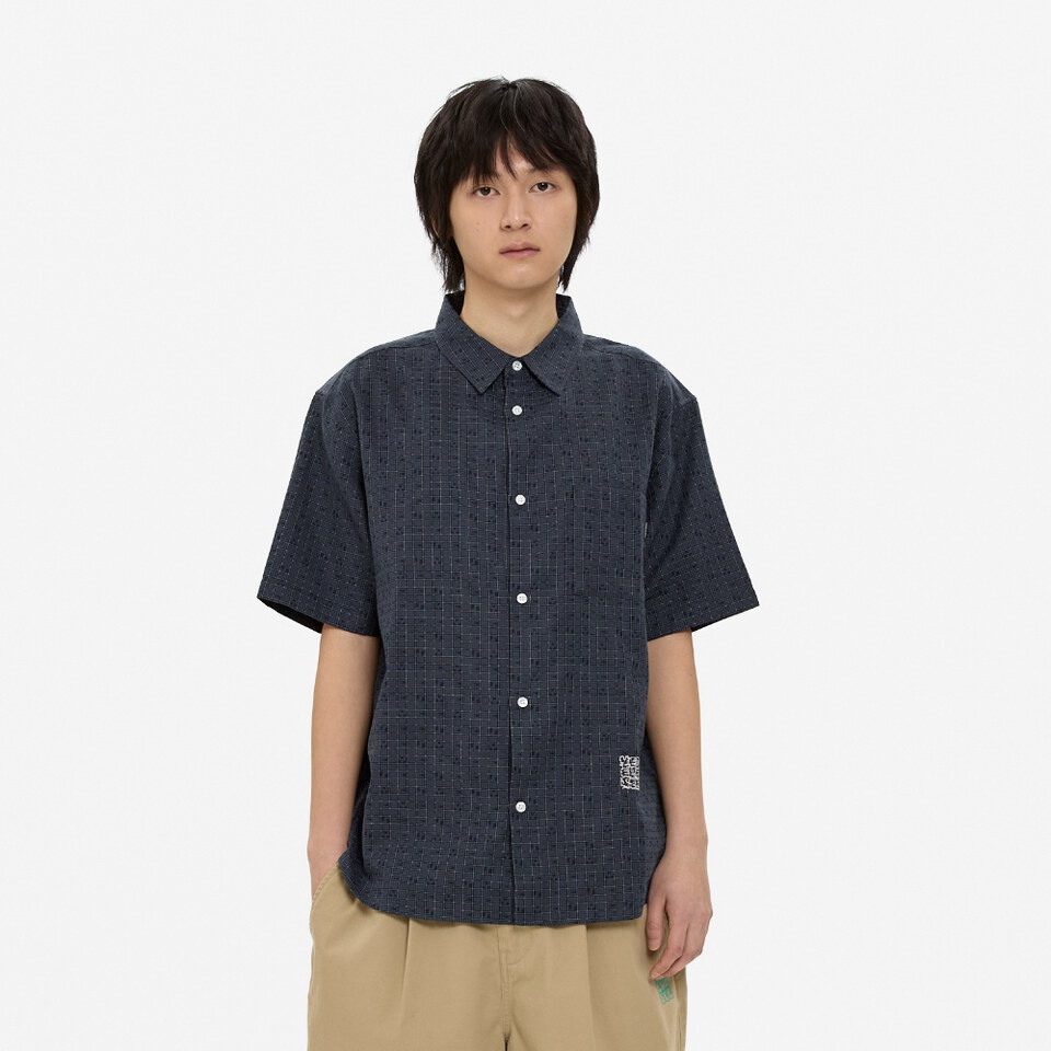格紋襯衫 Y E S Font Plaid Half Shirt