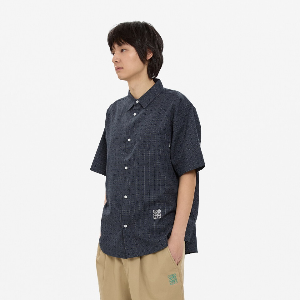 格紋襯衫 Y E S Font Plaid Half Shirt